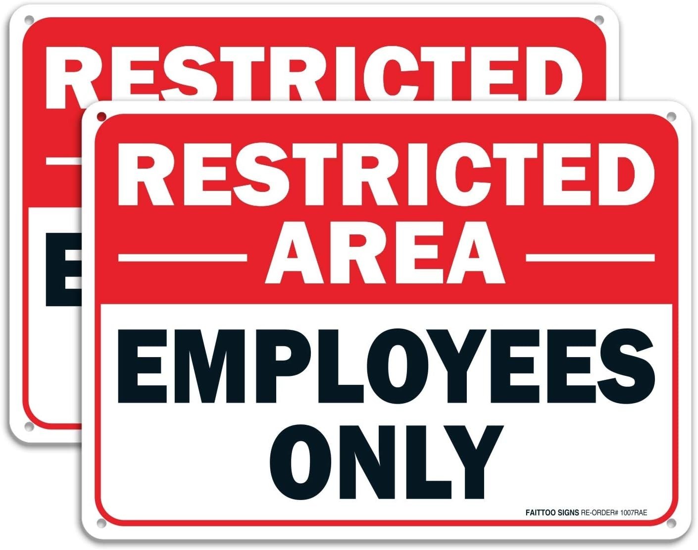 2 pack Restricted Area Employees Only Sign, 10 x 7 Inches .40 Rust Free Alumi…