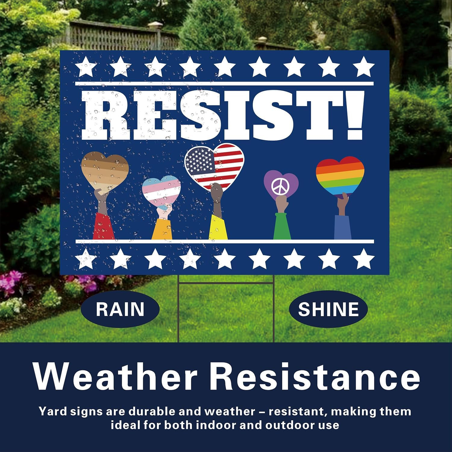 Double-Sided Political Protest Yard Sign – Save Democracy 18″x12