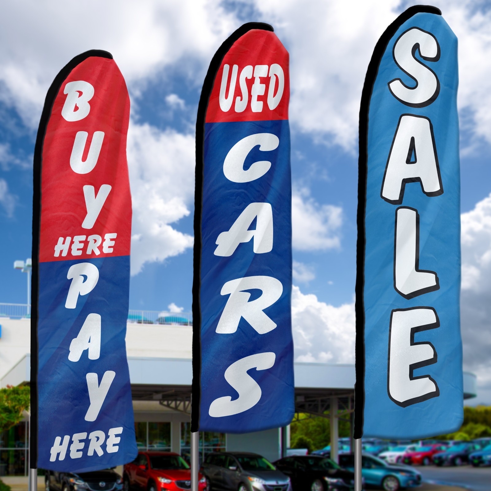 Automotive Dealership Swooper Flag Kits Tall Flags for Car Lots Advertising Sign
