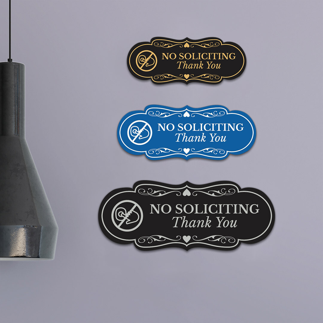 Designer No Soliciting Thank You (Doorbell) Wall or Door Sign