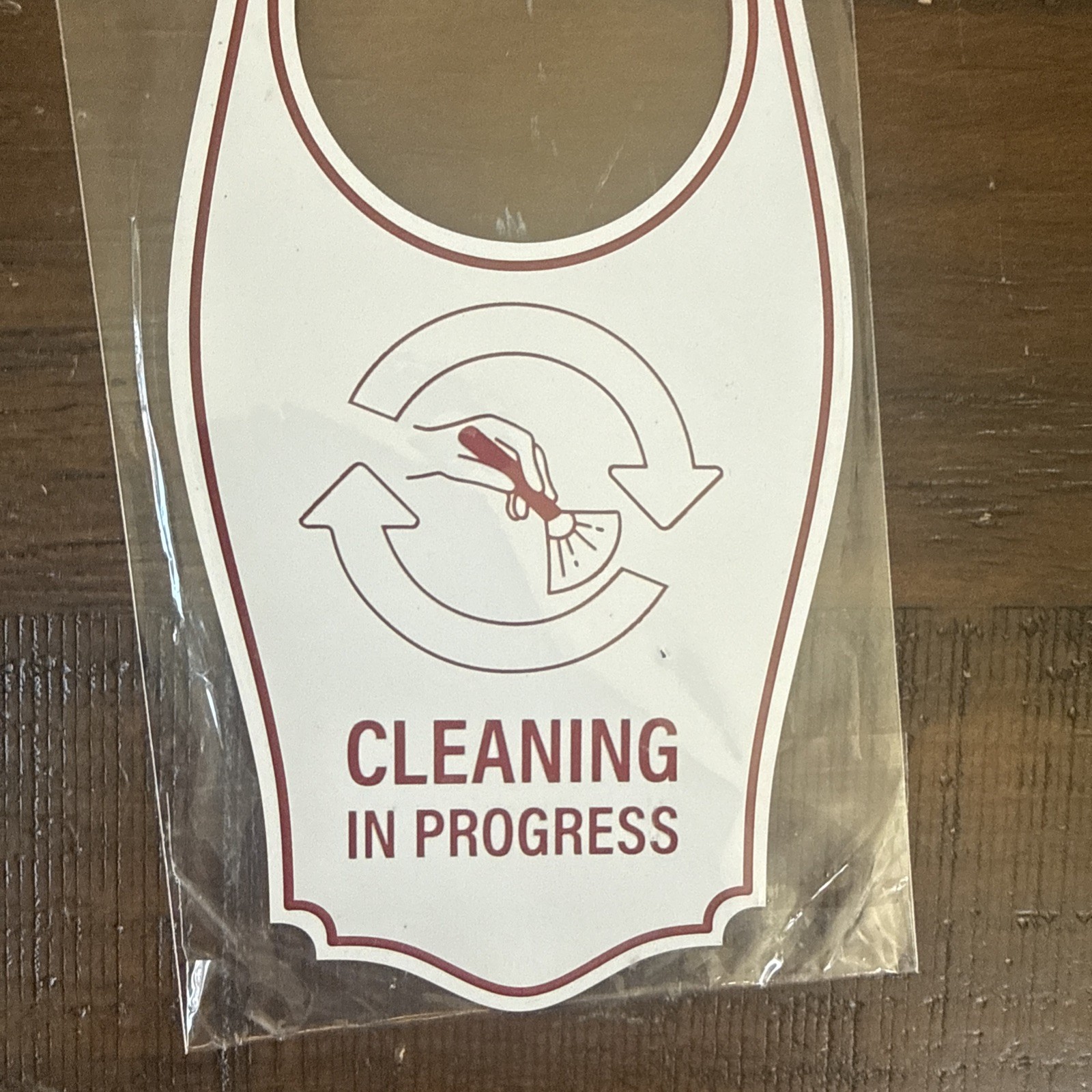 Signs ByLITA Cleaning in Progress Door Hanger – White Red, 4″ x 8″