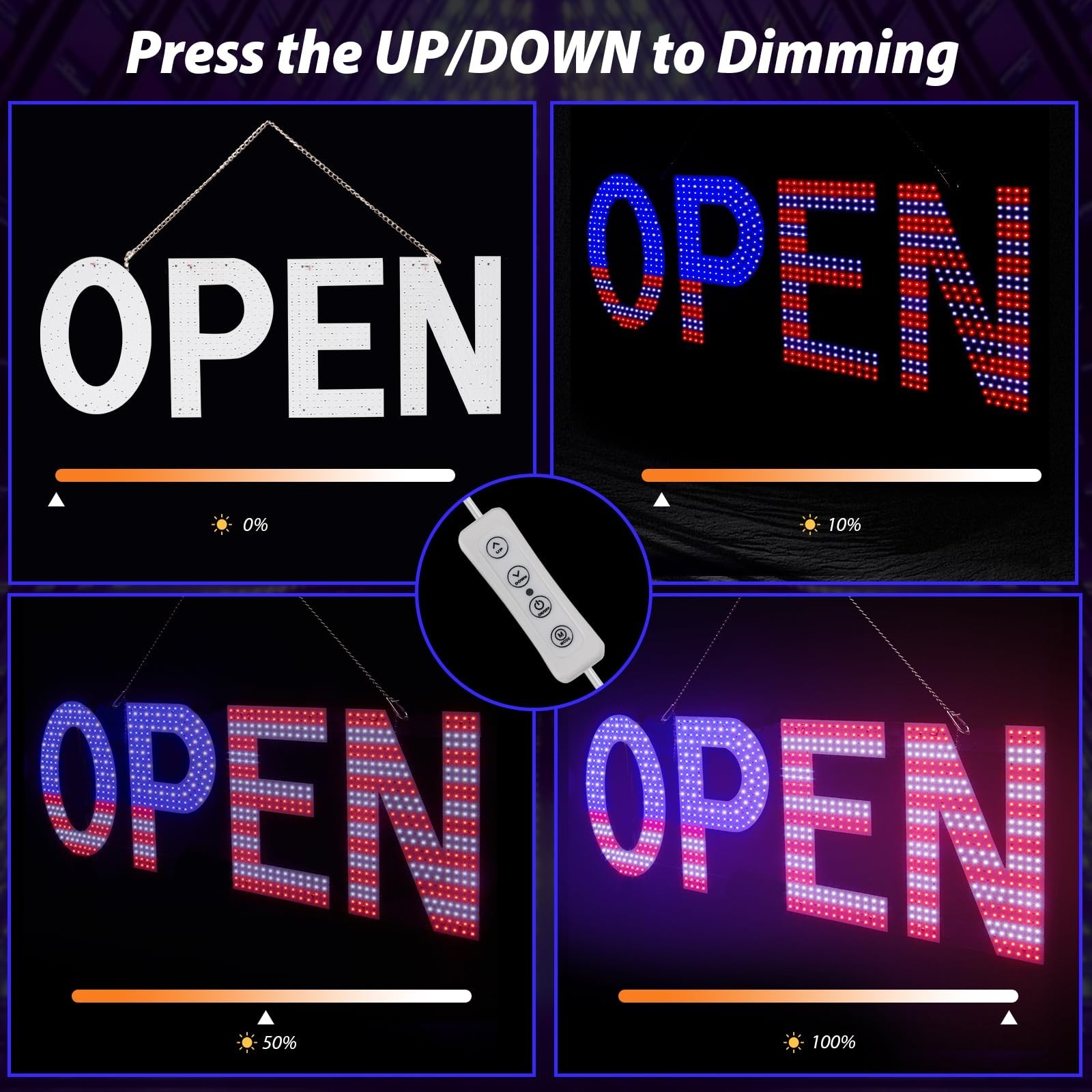 Large LED Open Sign for Business – 40″x14″ Ultra Bright Light Up Display, 3 Mode