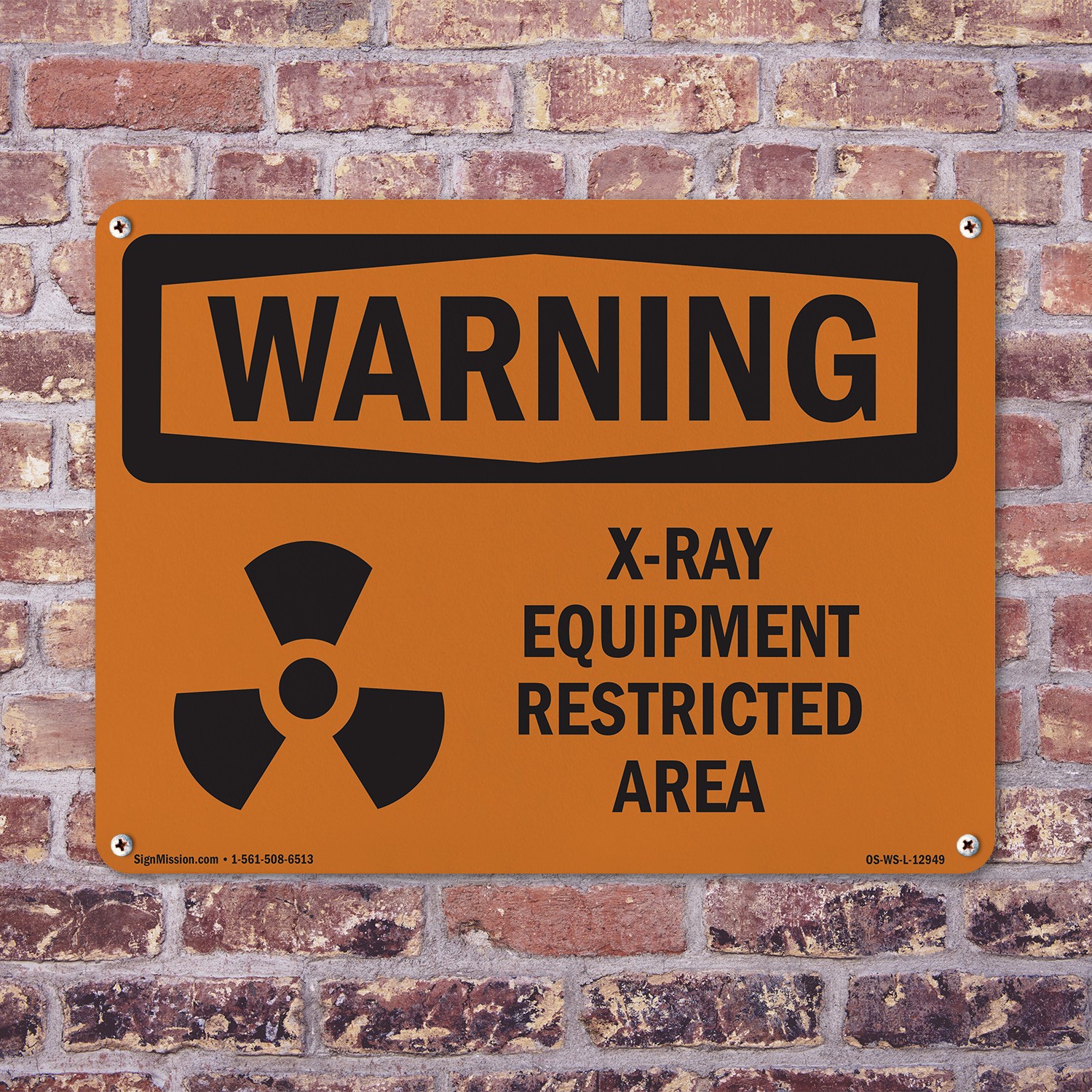 X-Ray Equipment Restricted Area With Symbol OSHA WARNING Sign, Decal 5/10 Pack