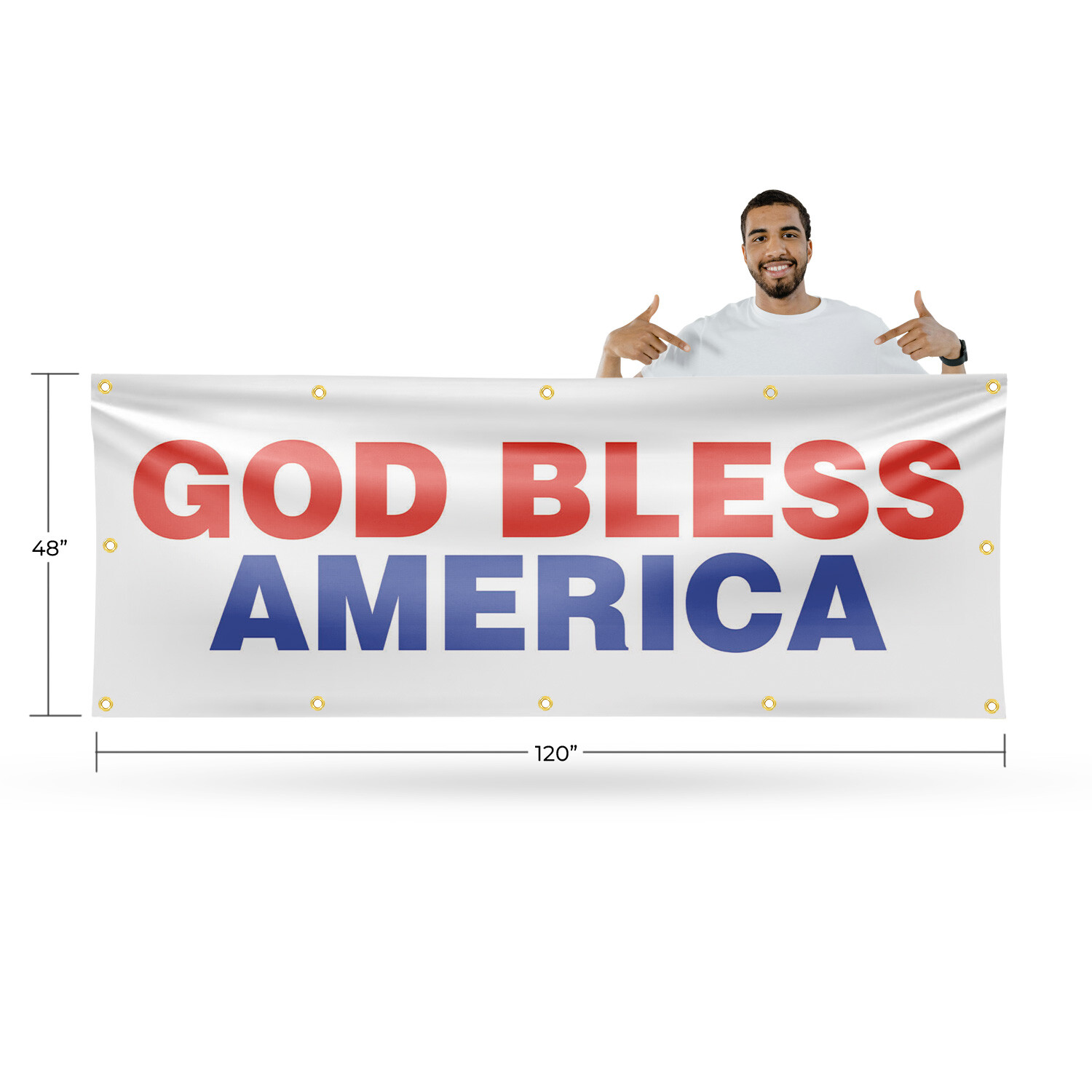 God Bless America Vinyl Banner Sign with Metal Grommets Heavy-Duty Single-Sided
