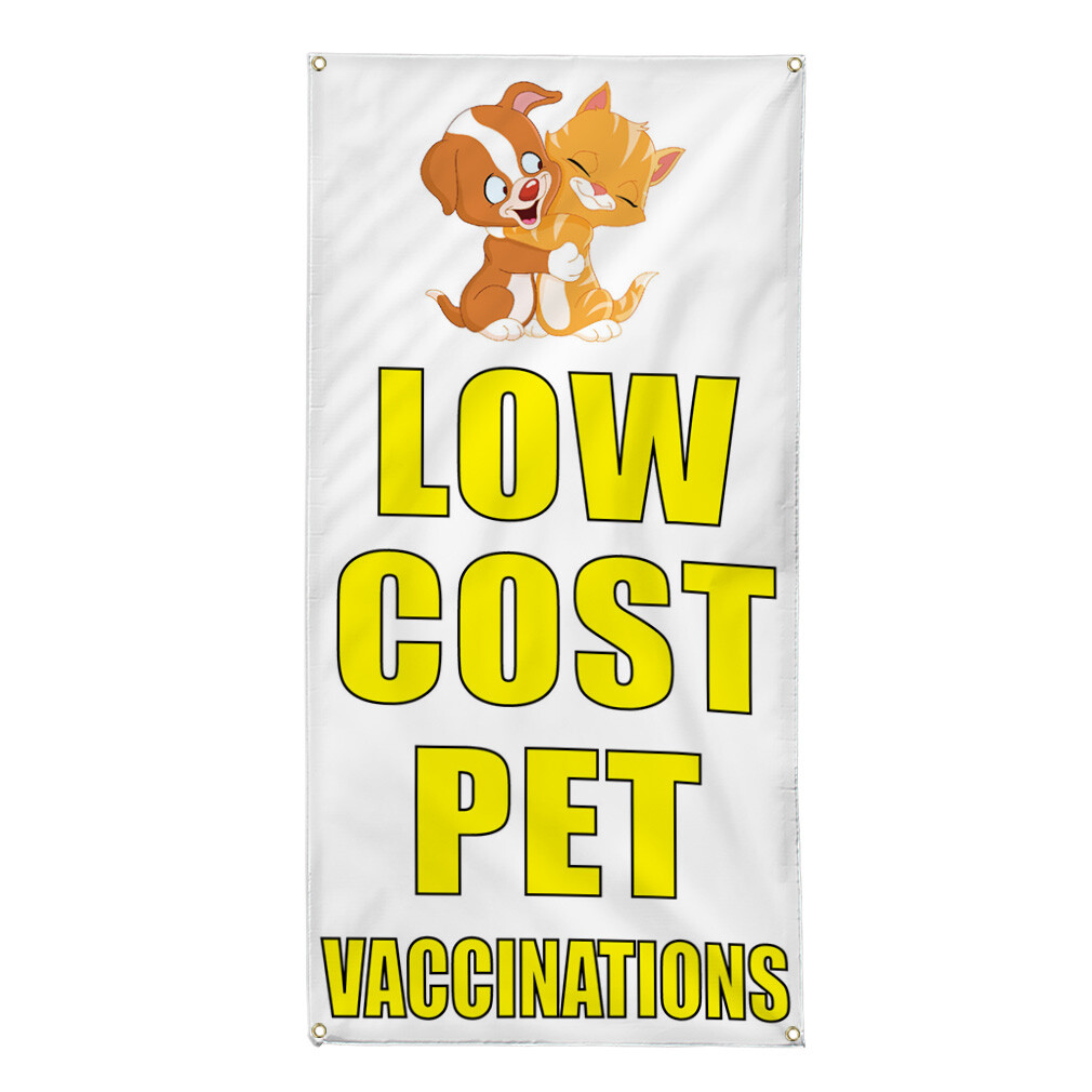 Vertical Vinyl Banner Multiple Sizes Low Cost Pet Vaccination Business Outdoor