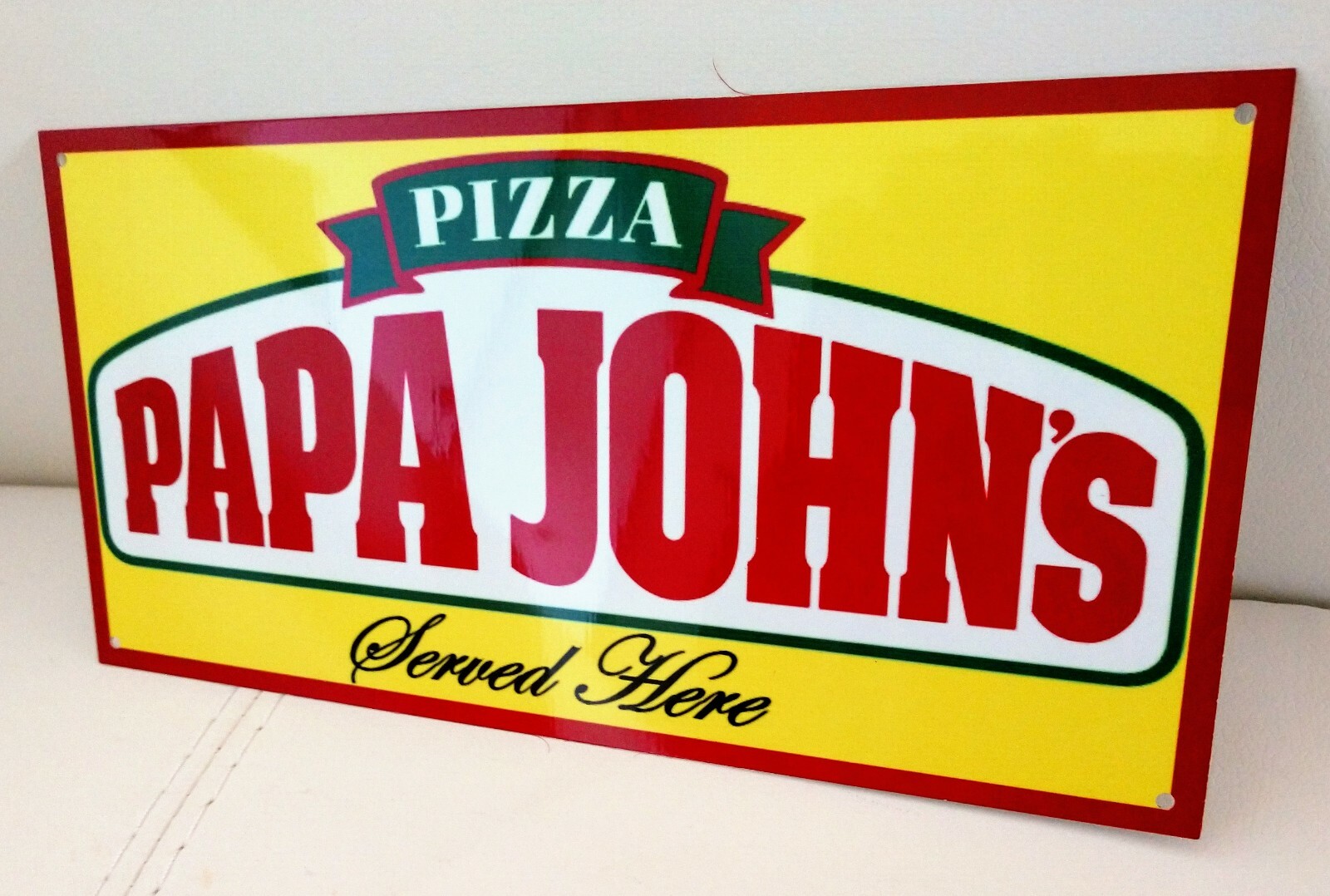 Papa John’s Johns Pizza Sign .. restaurant fast food .. FREE shipping on any 8+