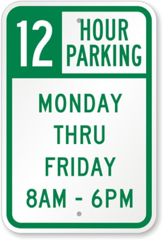 12 Hour Parking Sign Aluminum Weatherproof 8×12 Metal Outdoor Business