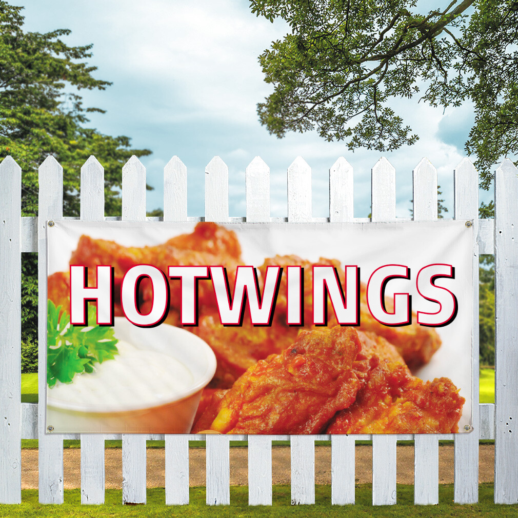 Vinyl Banner Multiple Sizes Hot Wings Restaurant Cafe Bar Restaurant & Food