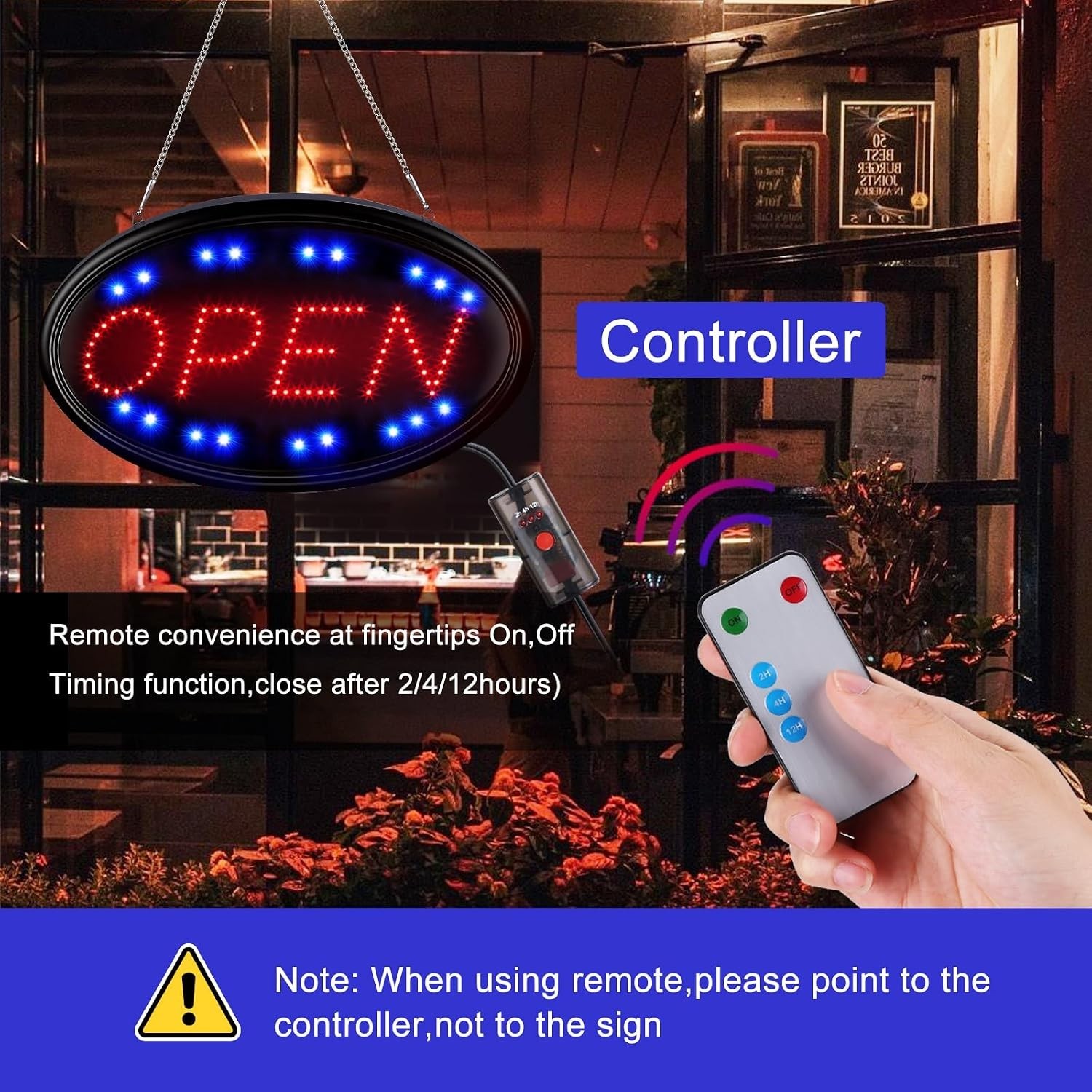 LED Open Sign, 23″x14″, with Remote, Timer & Flash/Steady Modes | Ultra brigh…