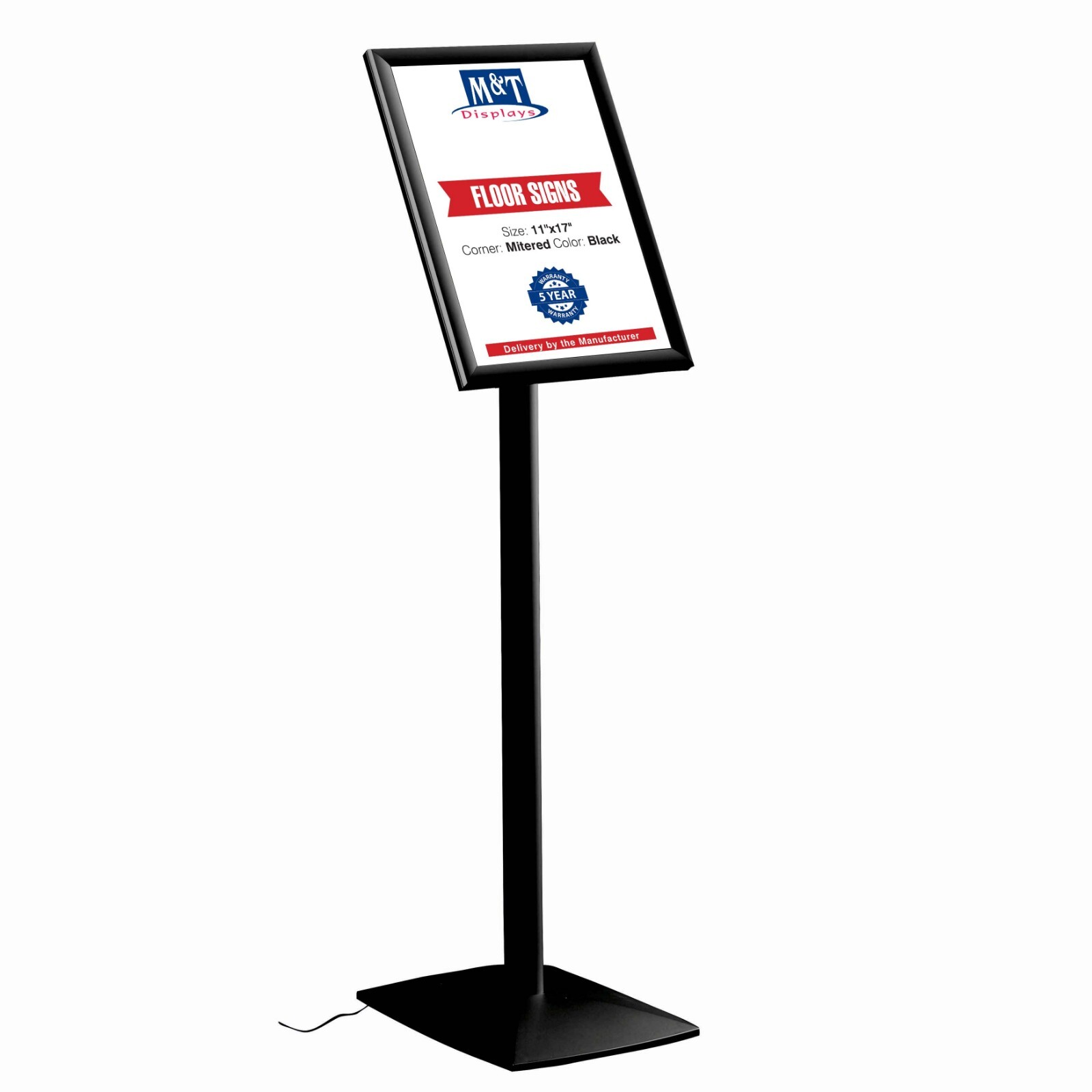 Pedestal LED Box Poster Menu Stand-Floor Standing Aluminum Sign Holder-Black