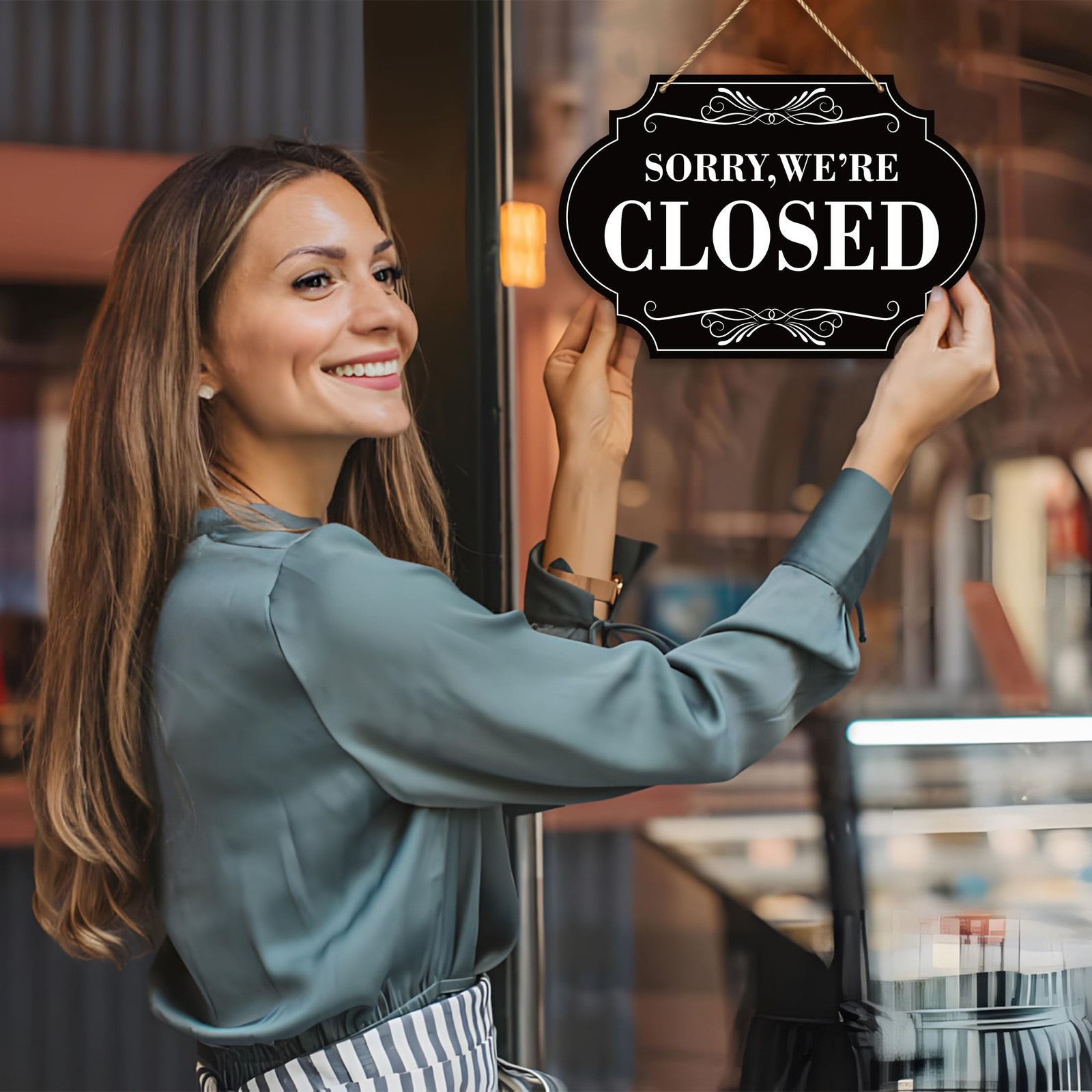 Open Closed Signs for Business, 11×8 Waterproof Double Sided Come In or Closed H