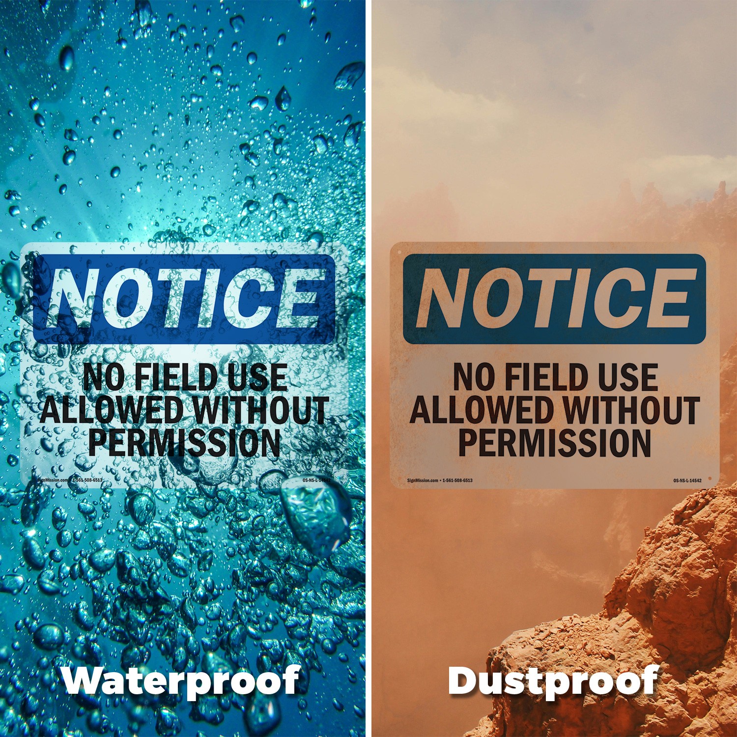 No Field Use Allowed Without Permission OSHA Notice Sign Or Decal – 5 or 10 Pack