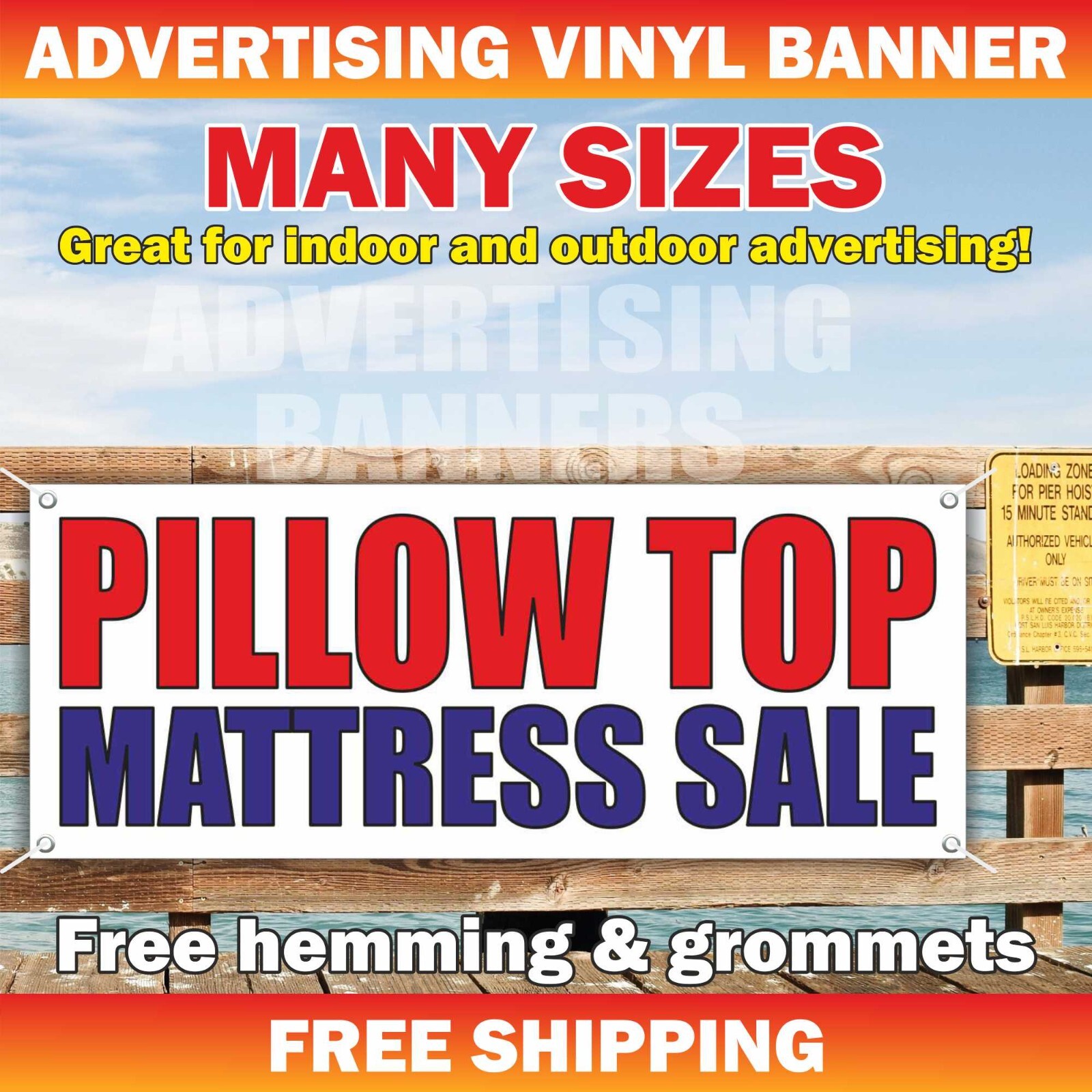 PILLOW TOP MATTRESS SALE Advertising Banner Vinyl Mesh Sign sheet set shop store