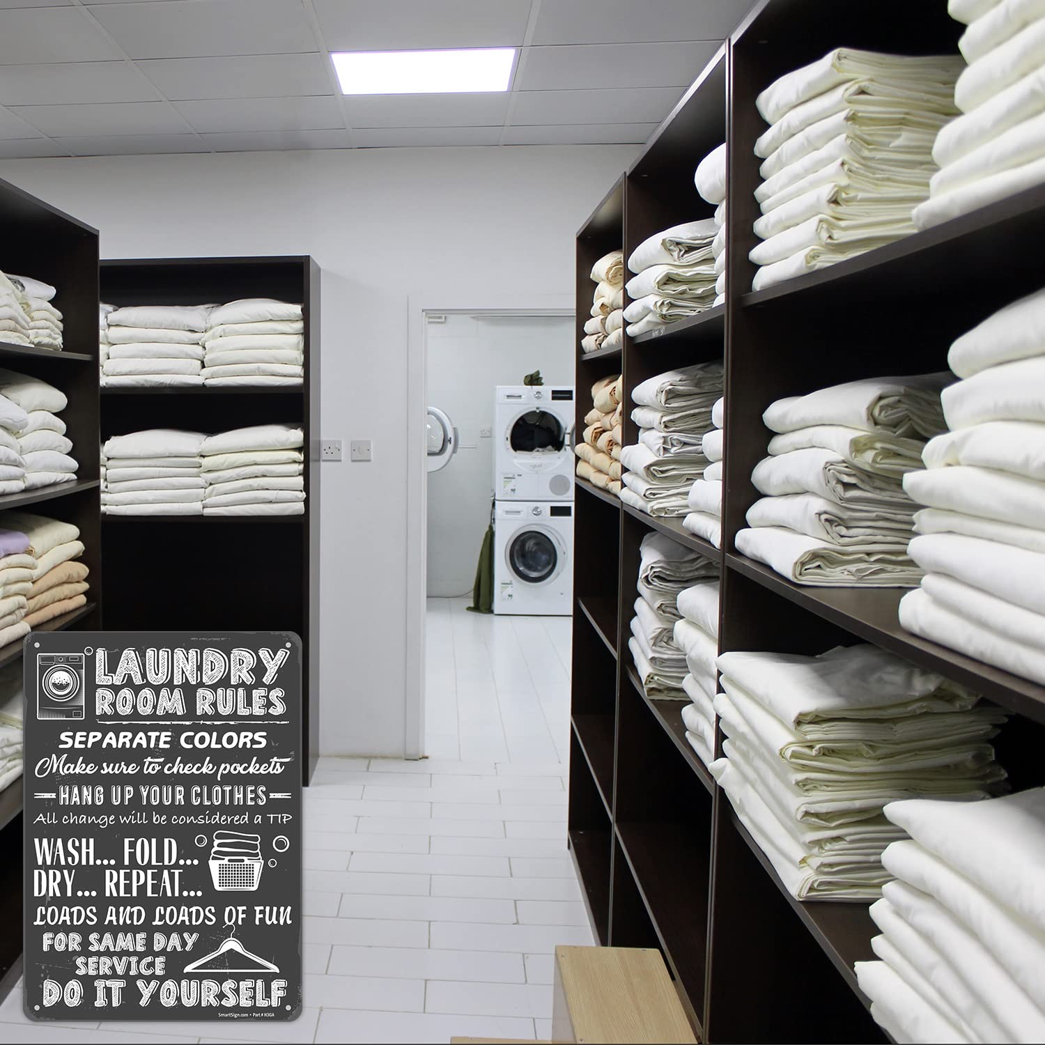 Large 14×10 Inch Laundry Room Rules Metal Sign Aluminum Chalkboard Pattern