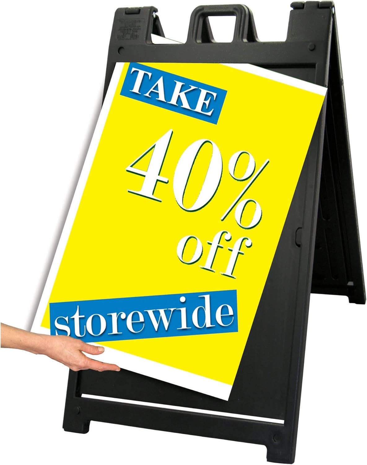 Plasticade Signicade Deluxe A Frame Durable Folding Double Sided Portable,Black