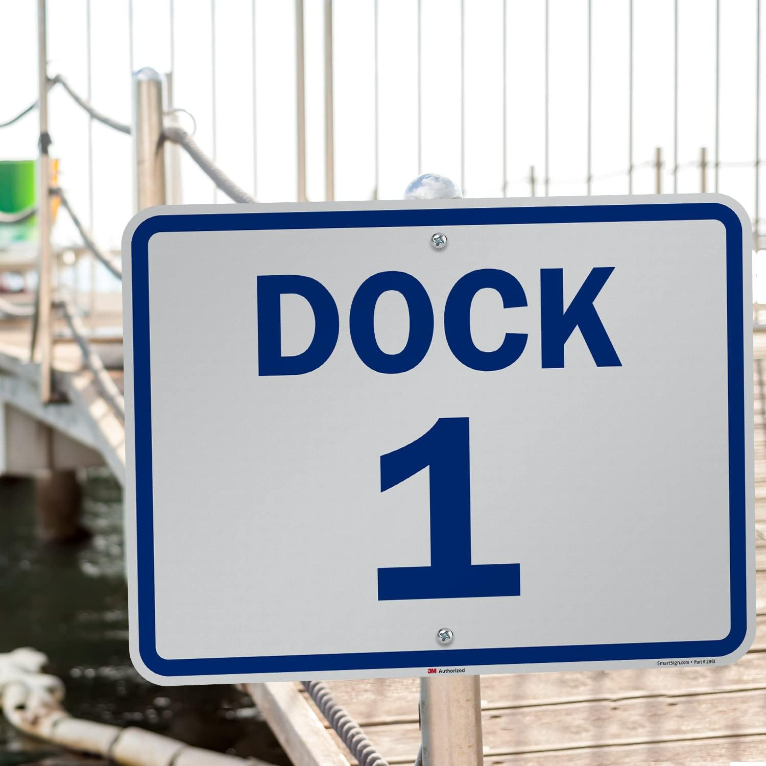 18″ x 24″ Reflective Aluminum Dock Number Sign – Blue on White