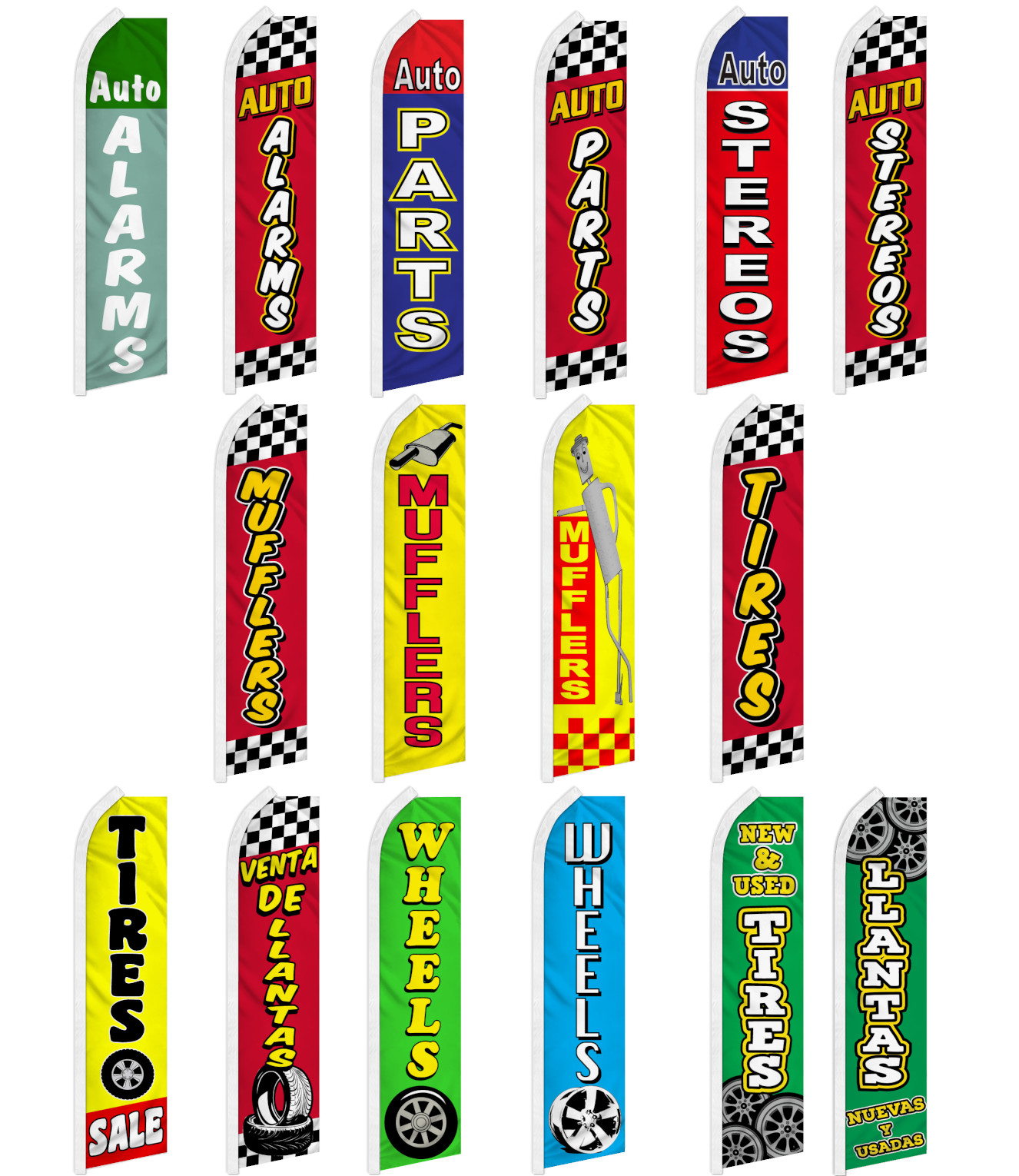 Auto Parts Swooper Feather Flutter Flag Car Parts Mechanic Flags