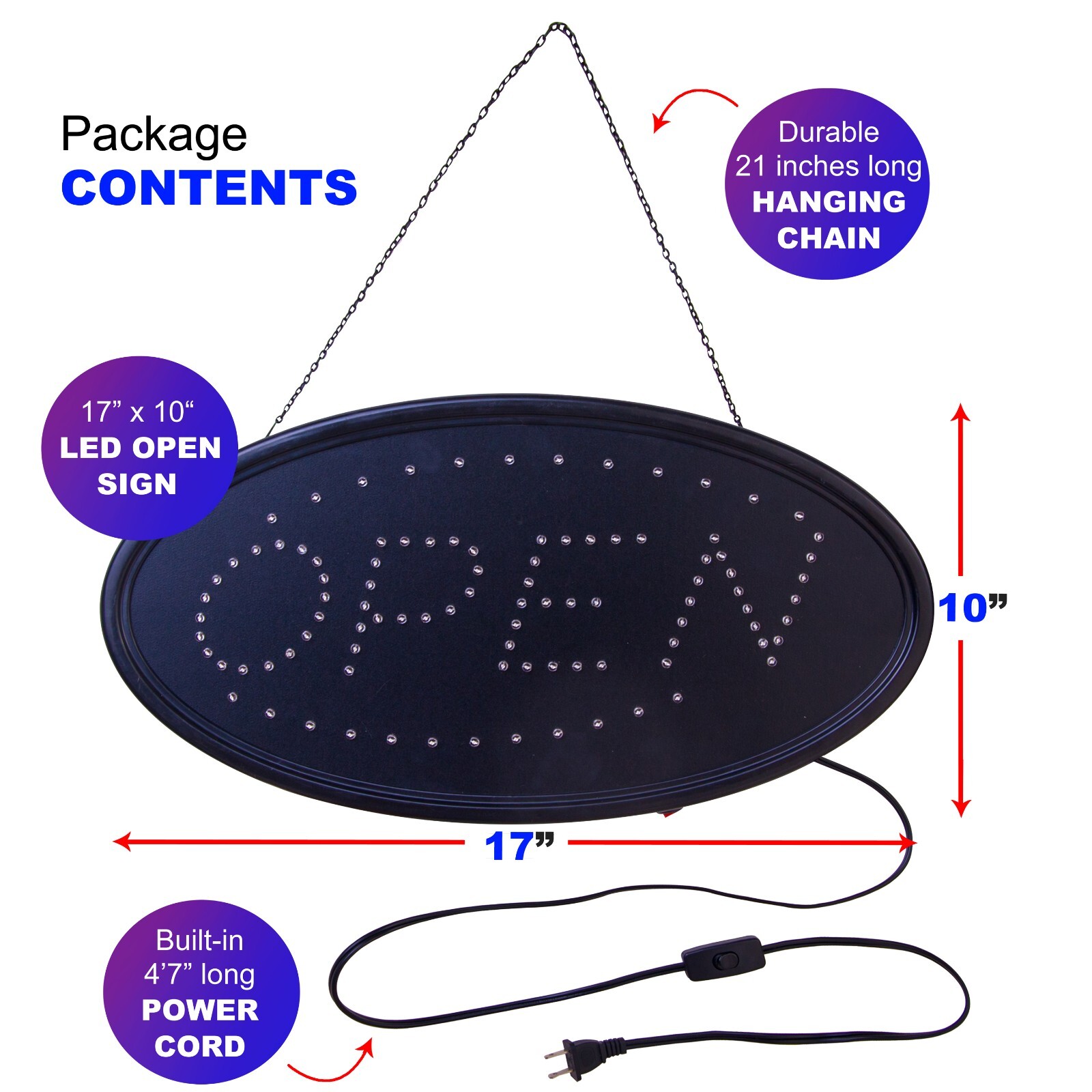 LED Neon Open Sign 19″ x 10″ by Ultima LED: Bundle for Business Includes 3 signs