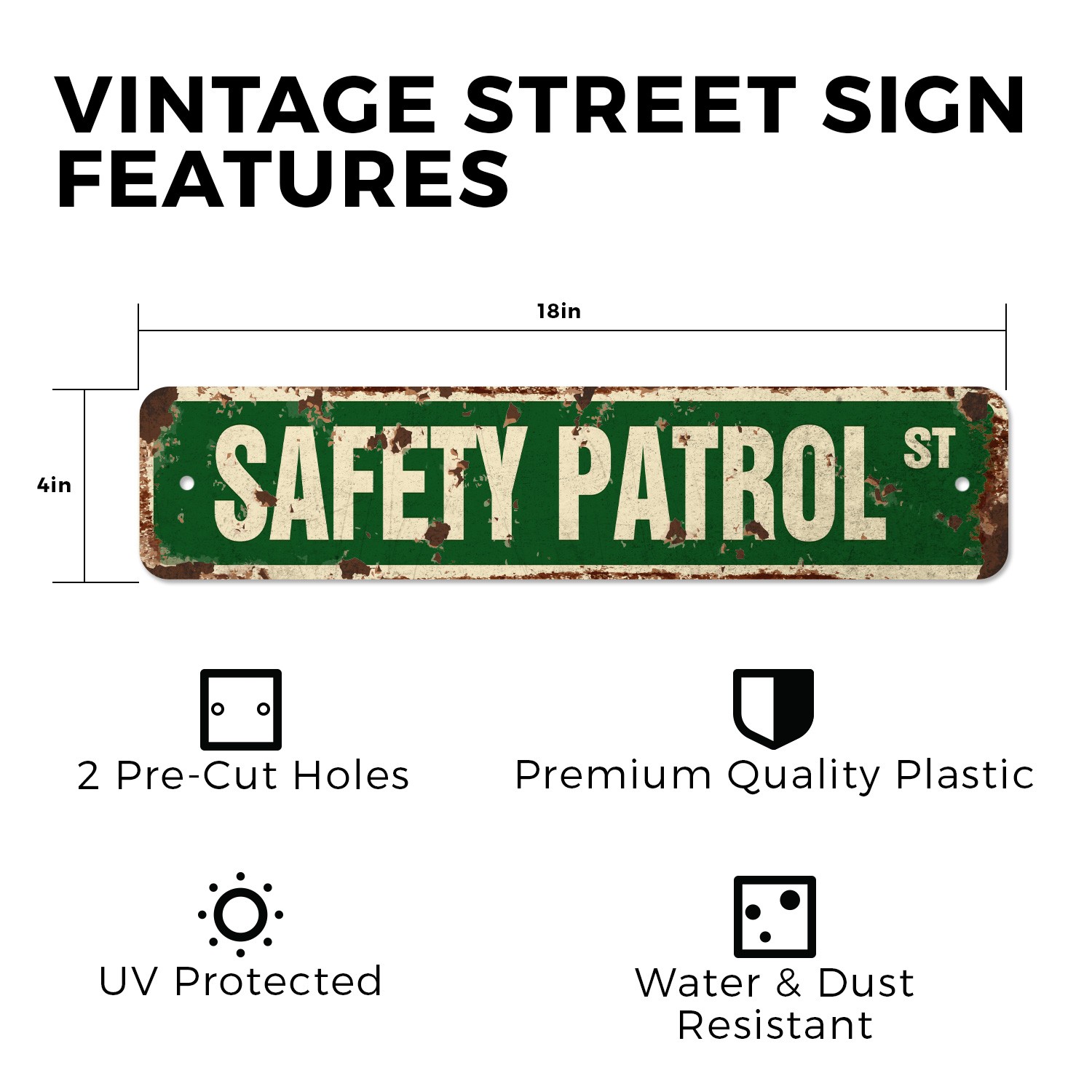 SAFETY PATROL Vintage Style Street Sign crossing guard school traffic junior