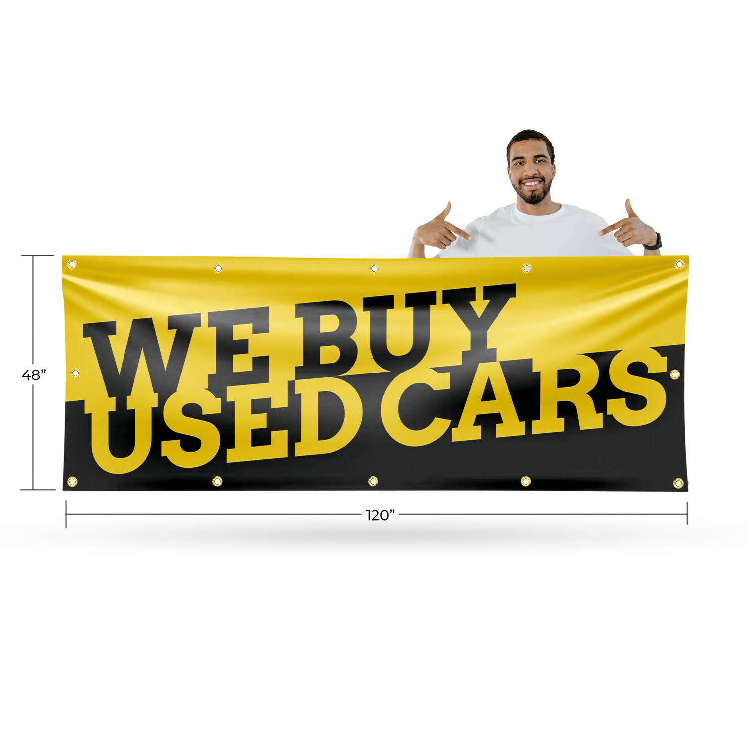We Buy Used Cars Vinyl Banner Sign with Metal Grommets Heavy-Duty Single-Sided