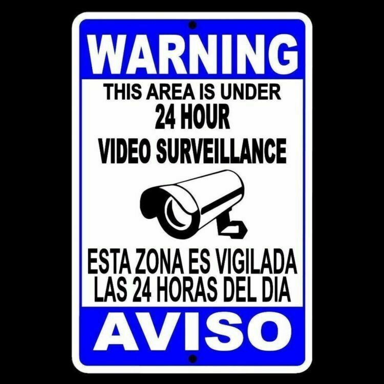 Spanish English WARNING Protected By Video Surveillance Sign Security SS005
