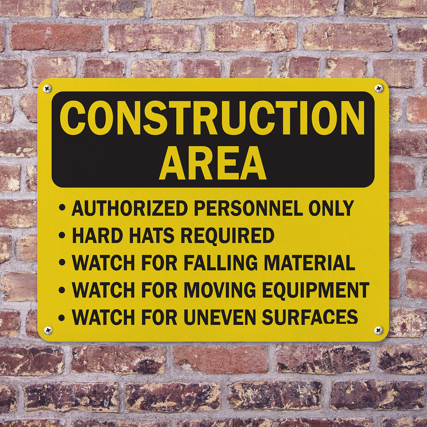 (2 Pack) Construction Area Only Hard Hats Required OSHA ANSI Sign
