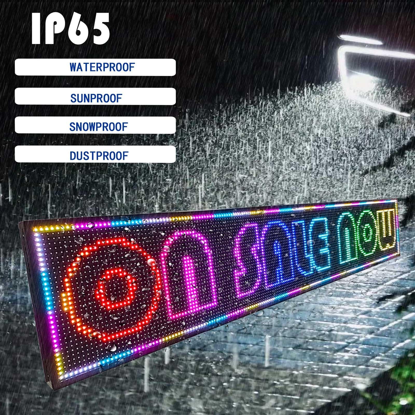 HS ProgrammableLed Sign Digital Scrolling Neon Waterproof Business P10 77’’x14’’
