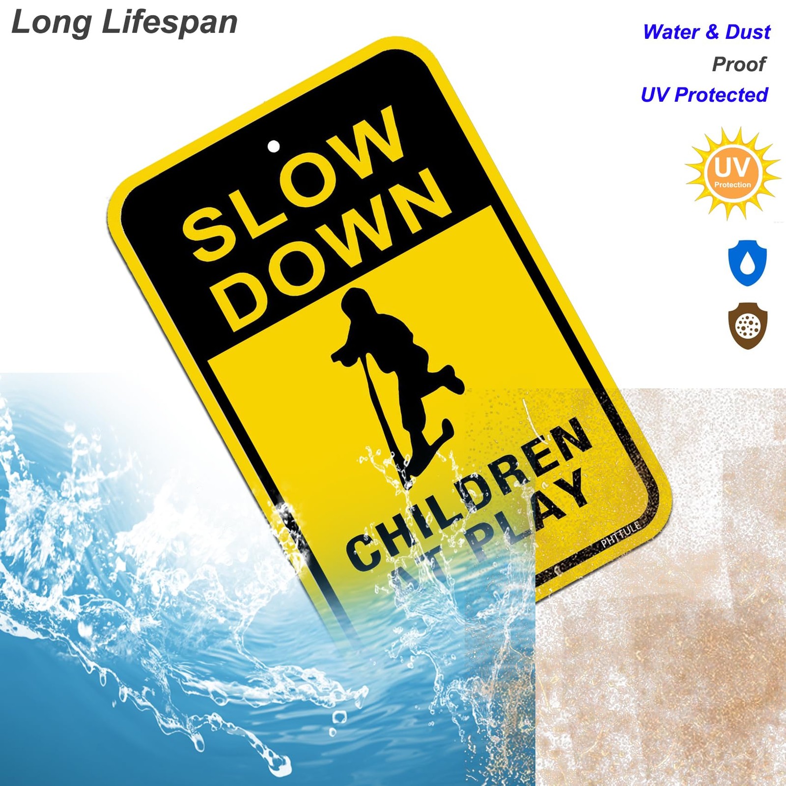 2 PCS 12×18 Inch Slow Down Children At Play Metal Sign Reflective Aluminum