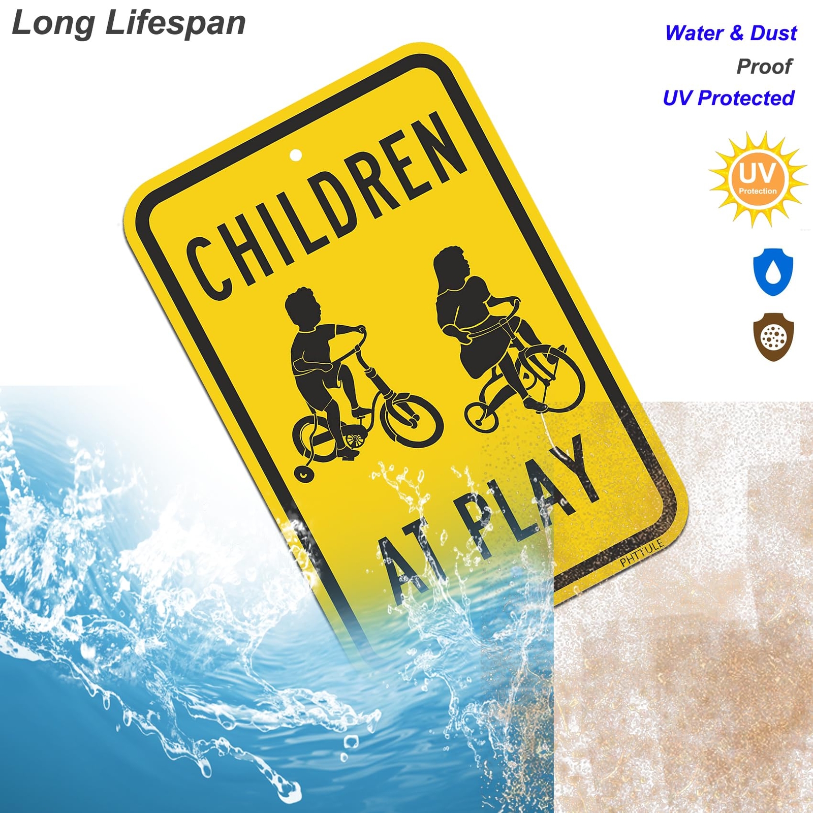 2 PCS Children At Play Metal Sign 18×12 inch Reflective .040 Aluminum Sheet