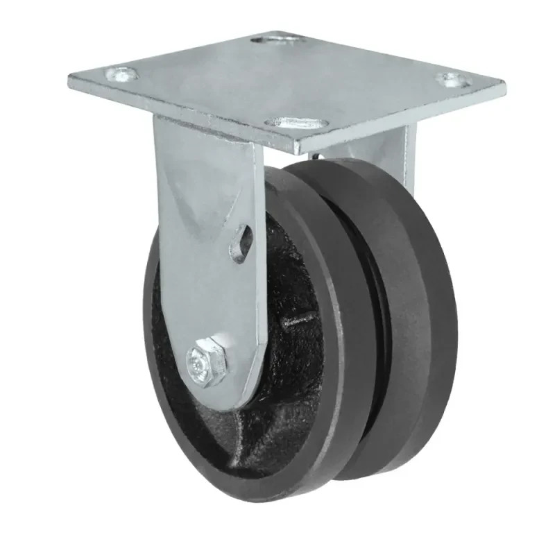 V-Groove Swivel Caster, cast iron, 10 in, 3000lb