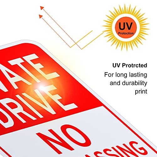Private Drive No Trespassing Sign 2 Pack 12×18 Inch Reflective Aluminum