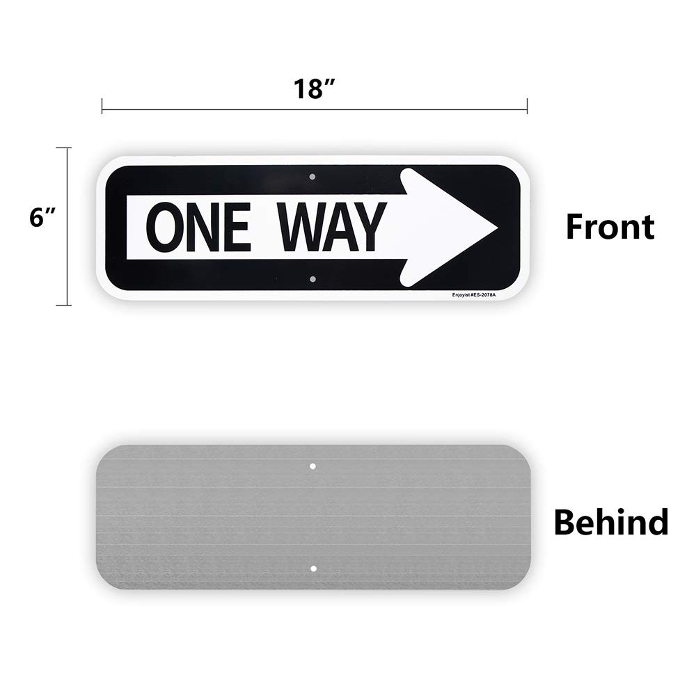 2-Pack Large One Way with Right Arrow Sign 18″x 6″ .04″ Aluminum Reflective S…