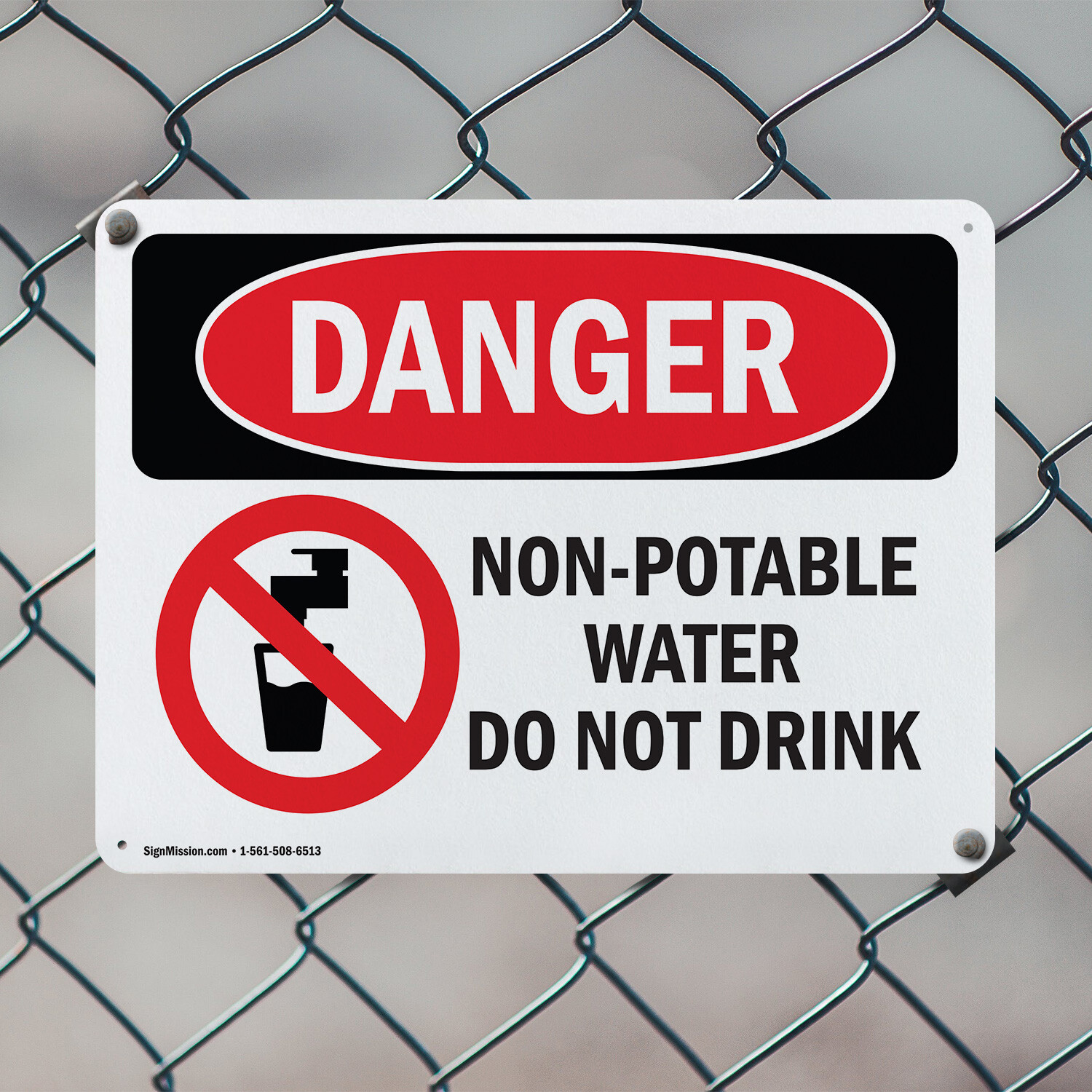 (2 Pack) Non-Potable Water Do Not Drink OSHA Danger Sign Decal Metal Plastic