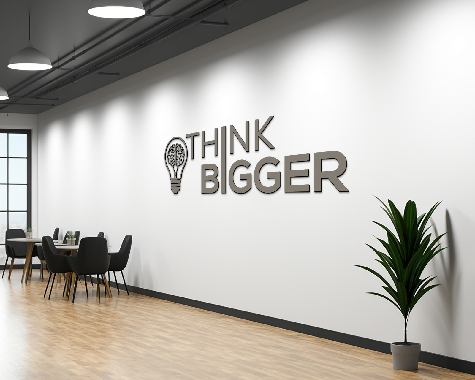 THINK BIGGER 3D Wall Sign – Laser Cut Wooden Motivational Quote – Custom Colors