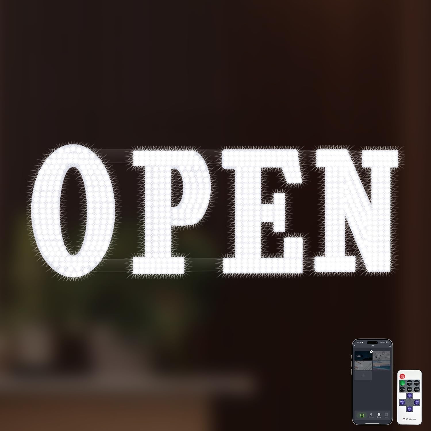 Jumbo 40″x14″ LED Open Sign with Timer & Remote – Dynamic Light Modes for Storef