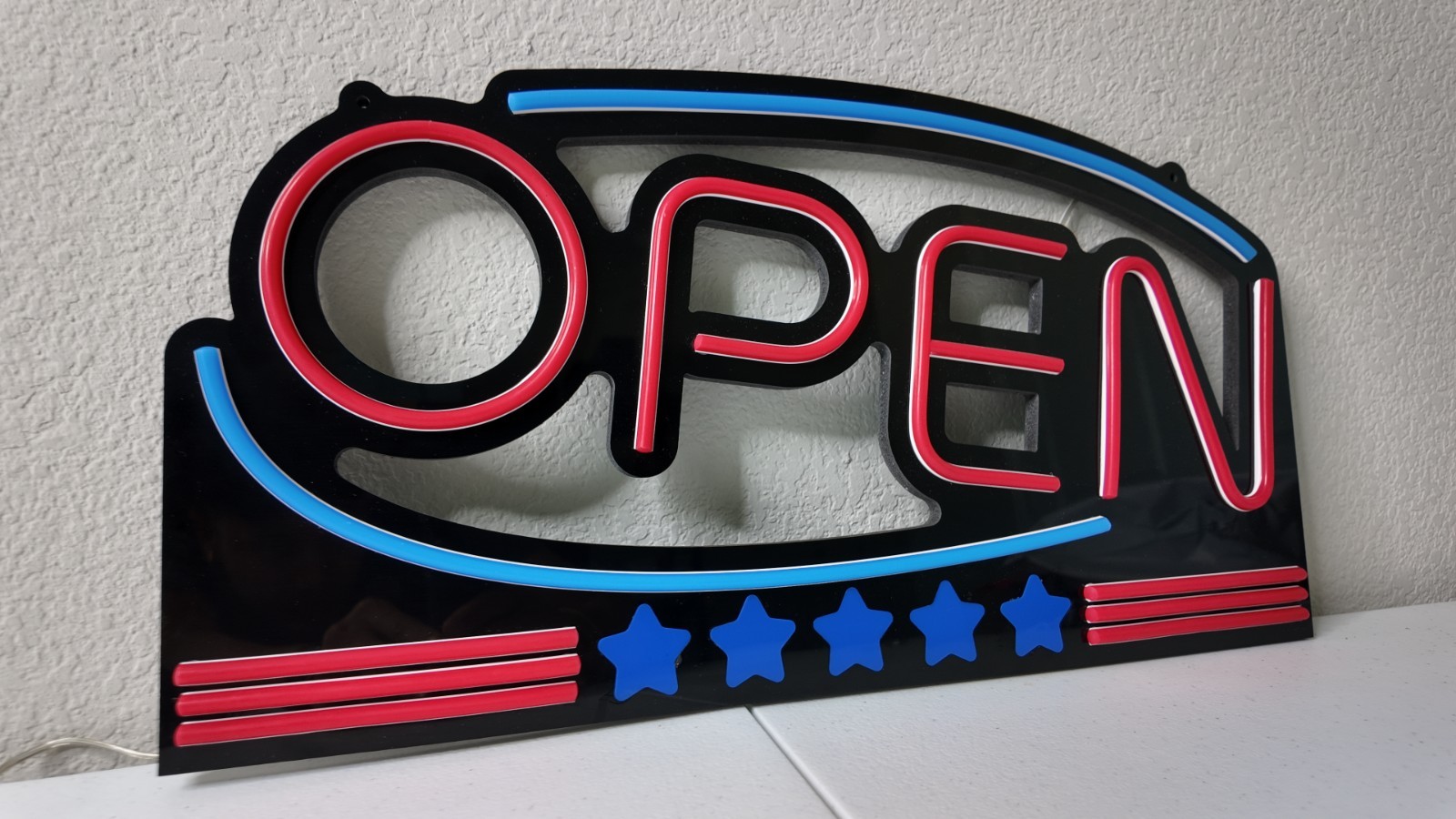 Large LED Neon Open Sign 24″x12″ American Flag Bright for Restaurant Bar Store