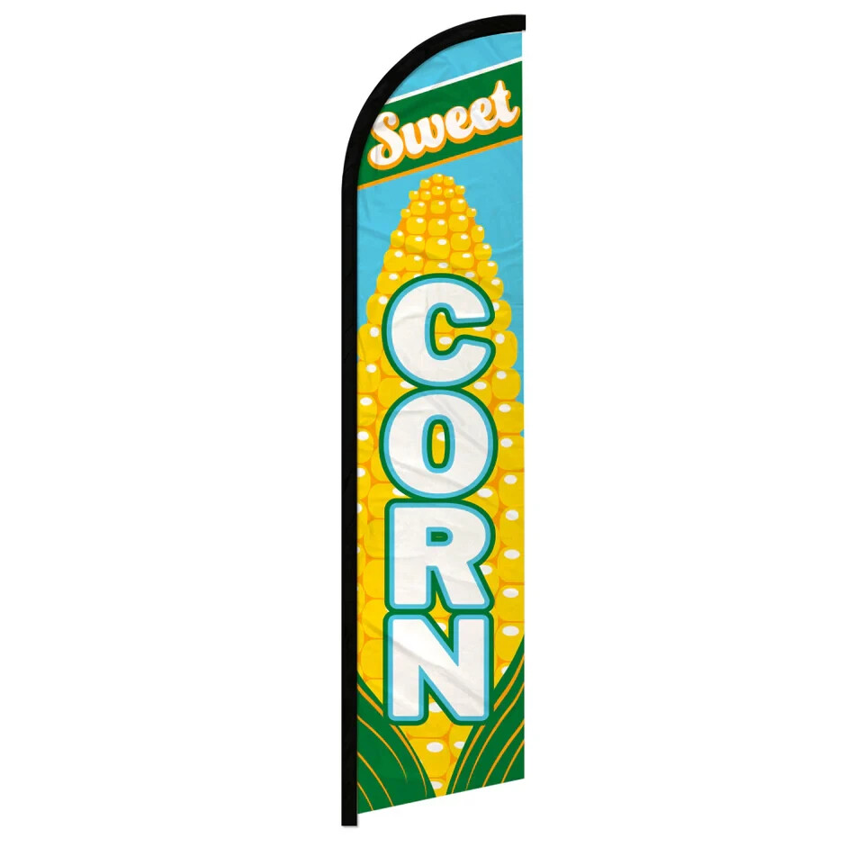 Sweet Corn Windless Full Sleeve Feather Advertising Elote Fair Food Banner Flag