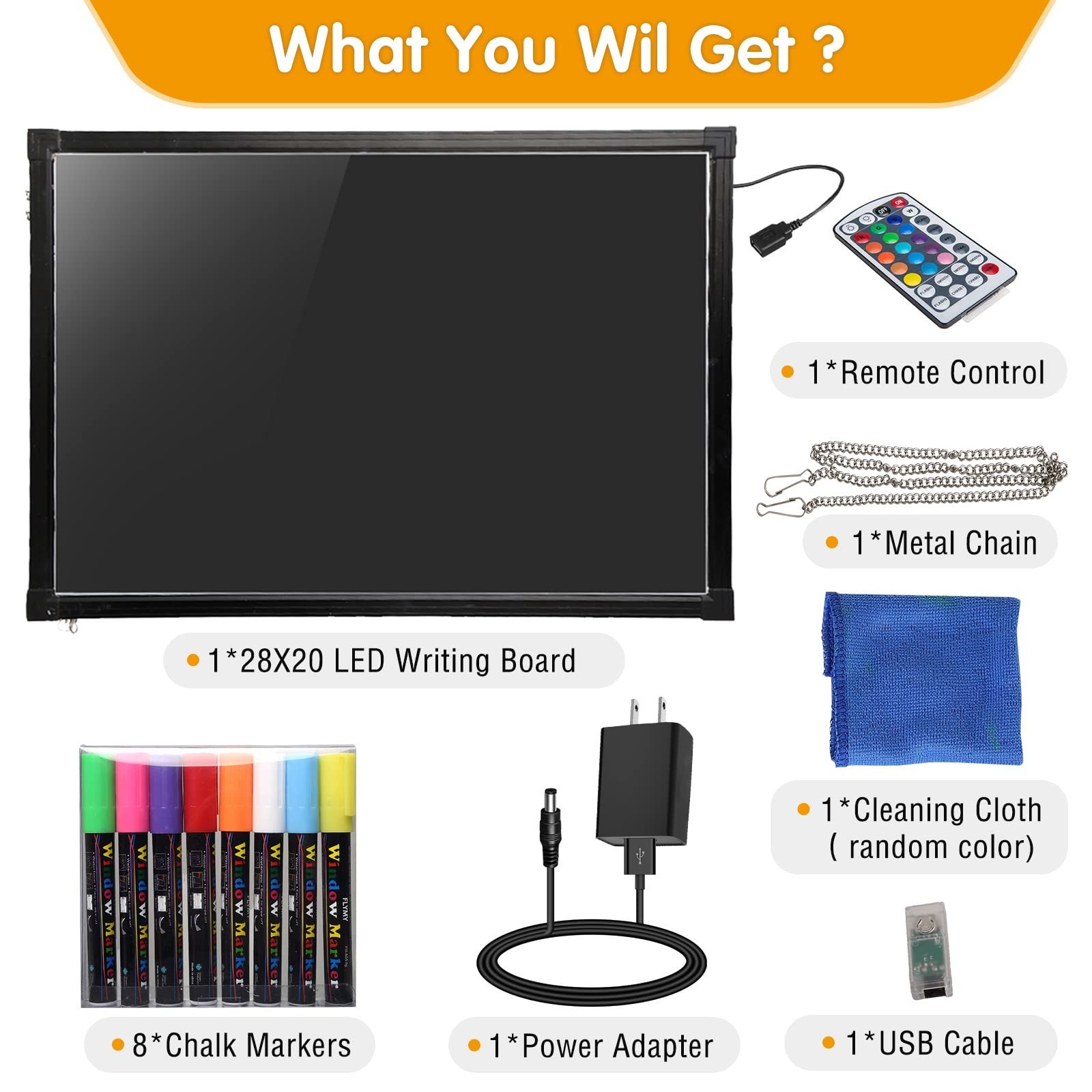 Slsy Illuminated LED Message Writing Board Erasable Neon Effect Menu Sign Boa…