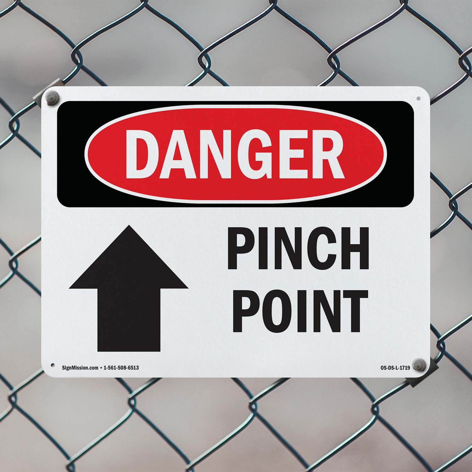Pinch Point OSHA Danger Sign Metal, Plastic, Or Decal – 5 or 10 Pack