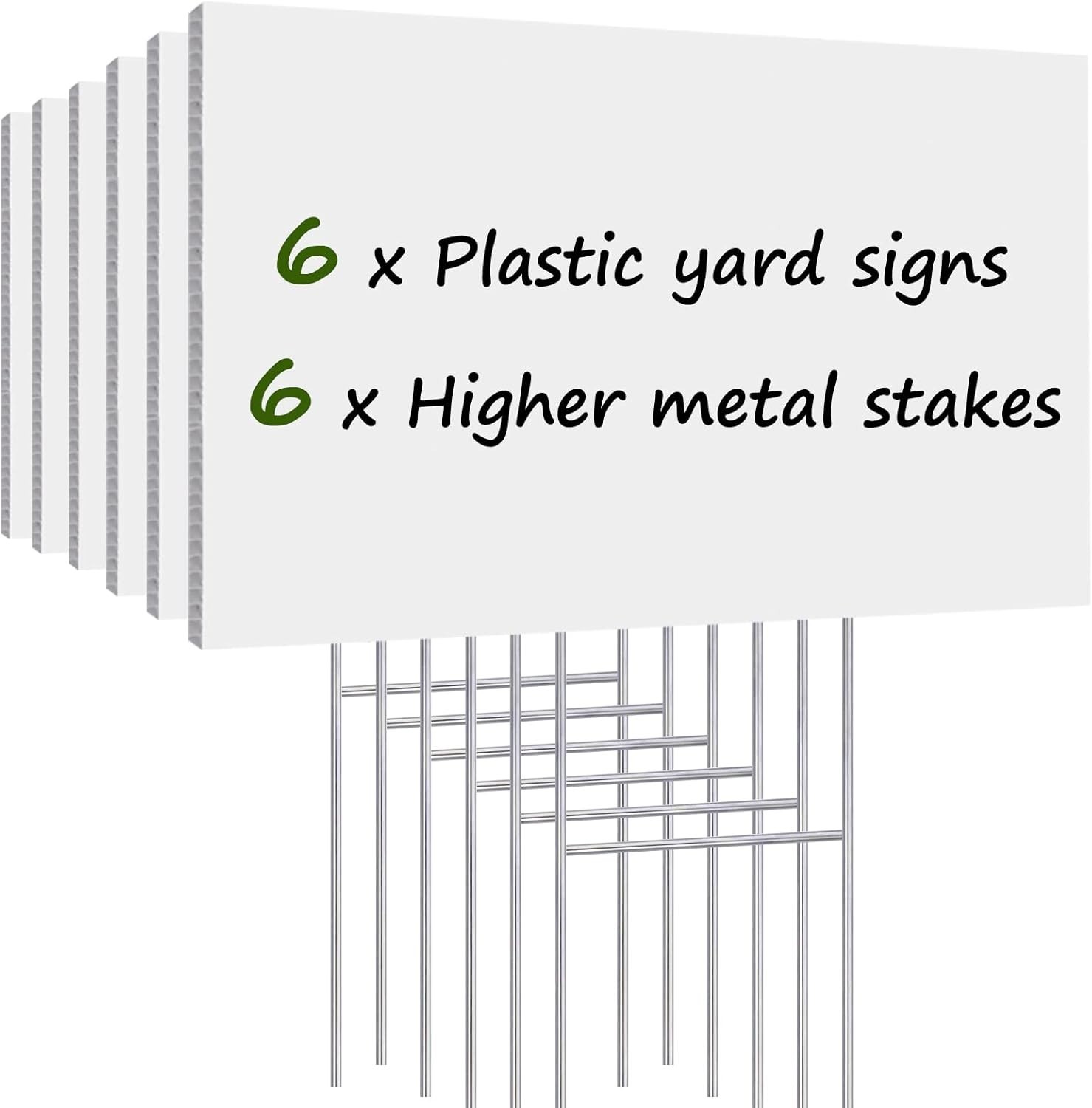 Blank Yard Signs with Stakes 6 Pack Outdoor Corrugated Plastic 17×12 Inches