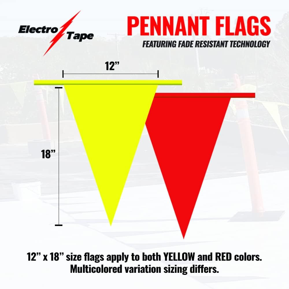 Pennant Banner Flags – OSHA 500Lb Rated Safety Rooftop Flagging Traffic Party &