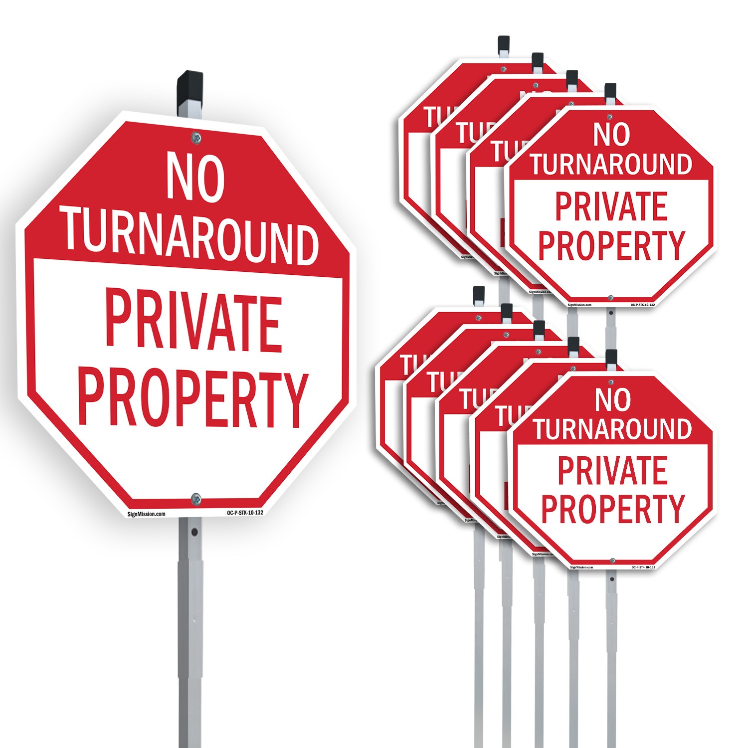 No Turnaround Private Property Octagon Sign With Stake Weather Resistant
