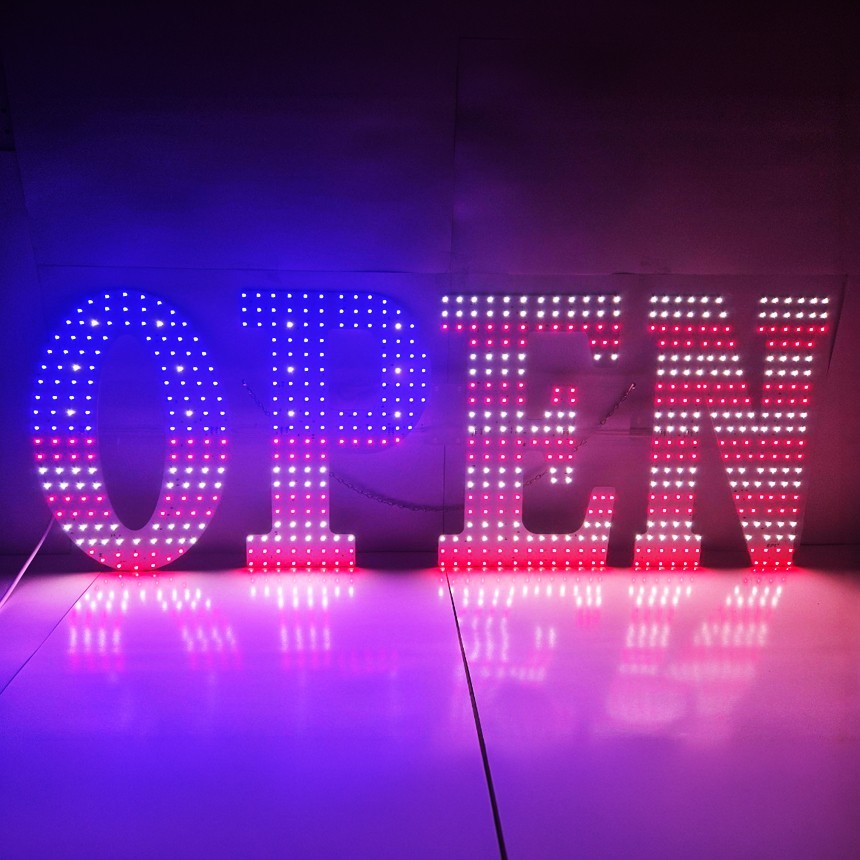 EPL Signs OPEN Us Flag LED Sign Business 17″x48″ Remote 3G Sparkling Mode