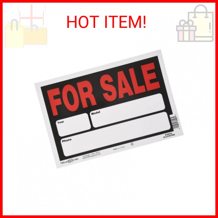 Hillman Group 839932 8 x 12 in. Black Styrene Automobile for Sale Year Model & M