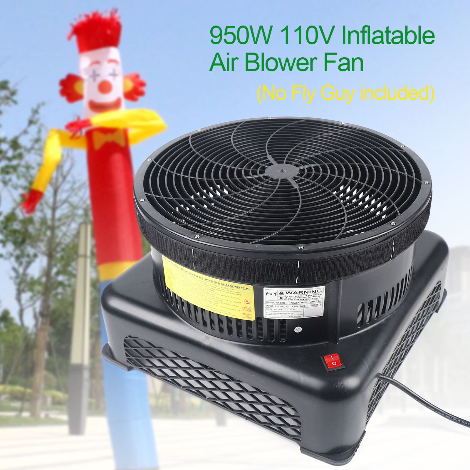 950W 17.7″ Air Blower Fan Fit Inflatable Wind Dancer Tube Man Fly Guy Sky Puppet