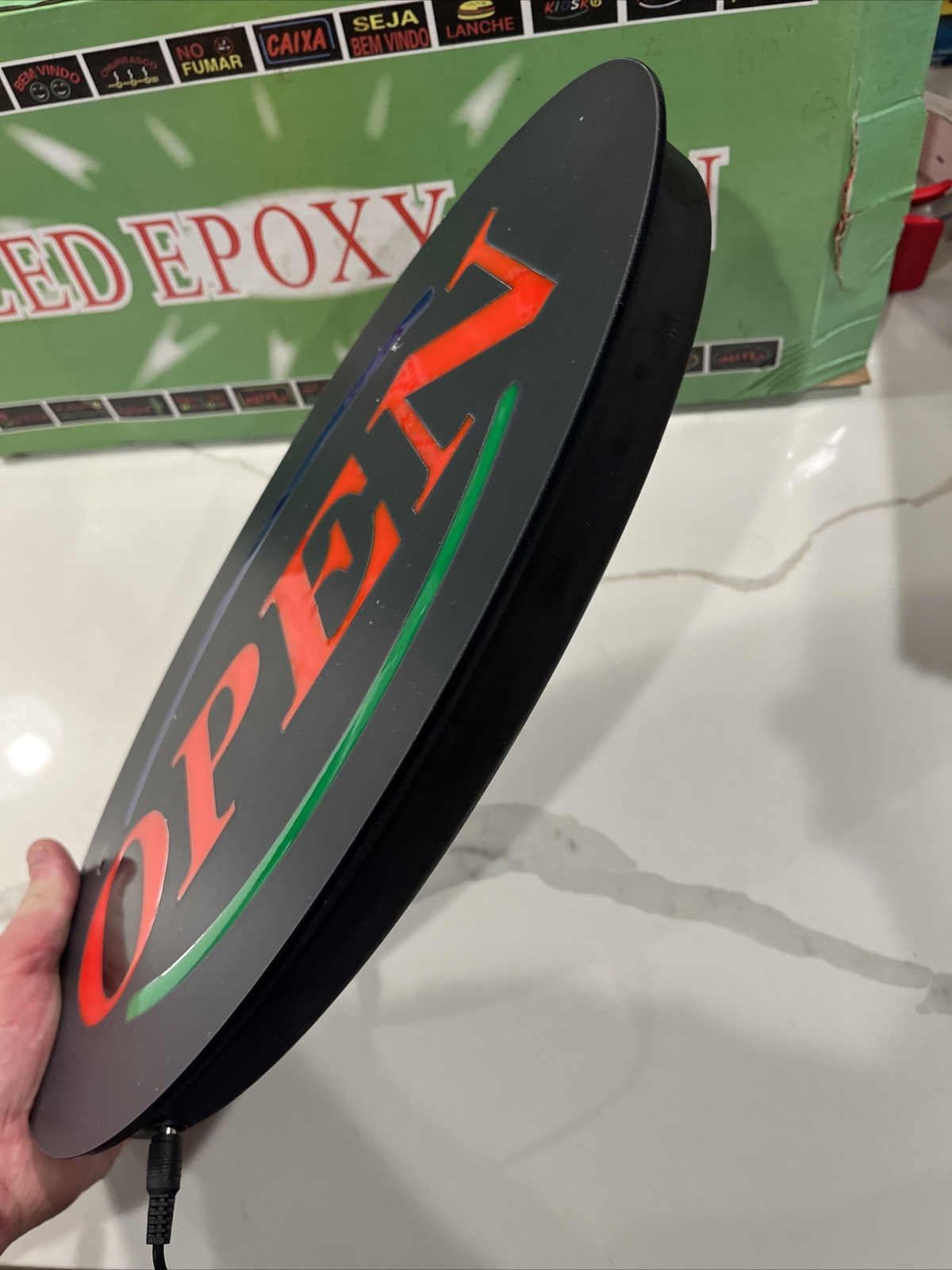 LED Open 17in X 9in Oval Illuminated Sign – Multi-Color- 3 Mode READ See Pics