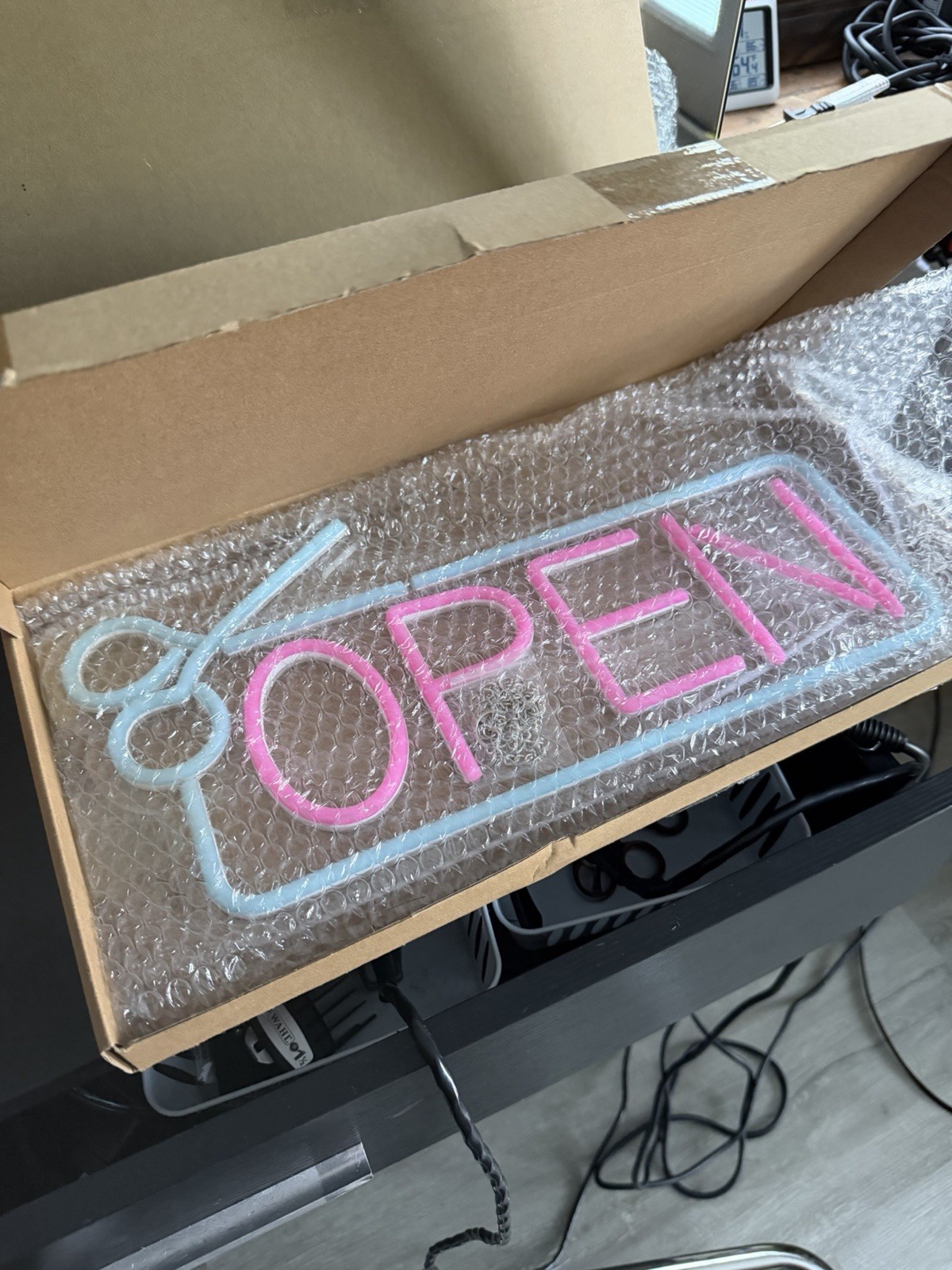 LED “OPEN” Illuminated Retail Sign, Adjustable Brightness, Glass, Multi-Color