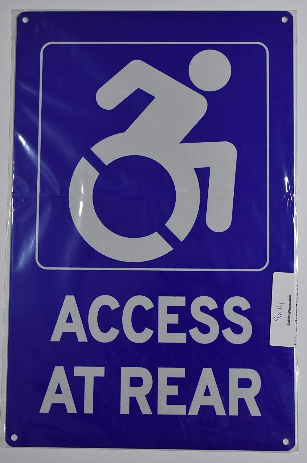 Access at Rear Sign (Aluminium Reflective,Rust Free, Blue 9X14)-..-REF24-1027