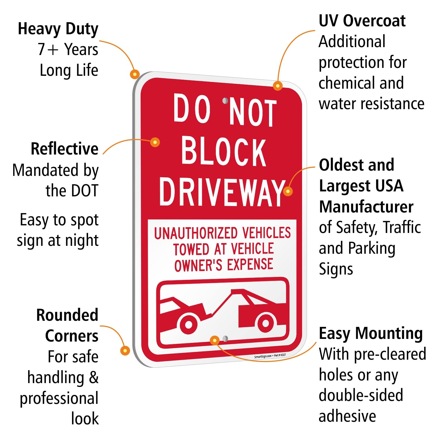 Smartsign 18X12 Do Not Block Driveway Unauthorized Vehicles Towed At Vehicle