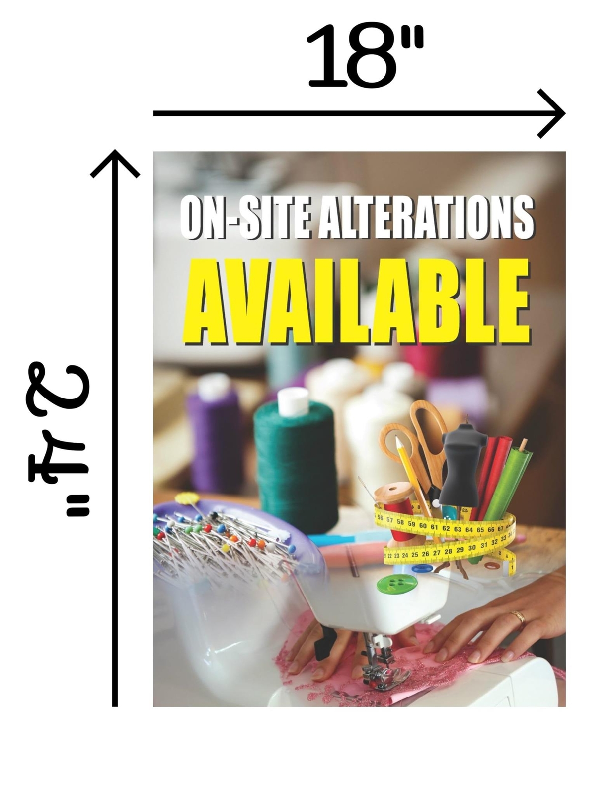 Alterations Available | Retail Window Display Sign | 18″W x 24″H